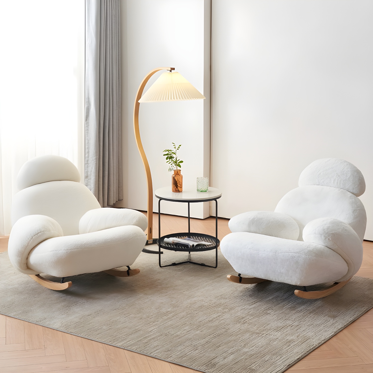 Rocking Accent Chair Solid Wood Contemporary Living Room Spindle - image 10