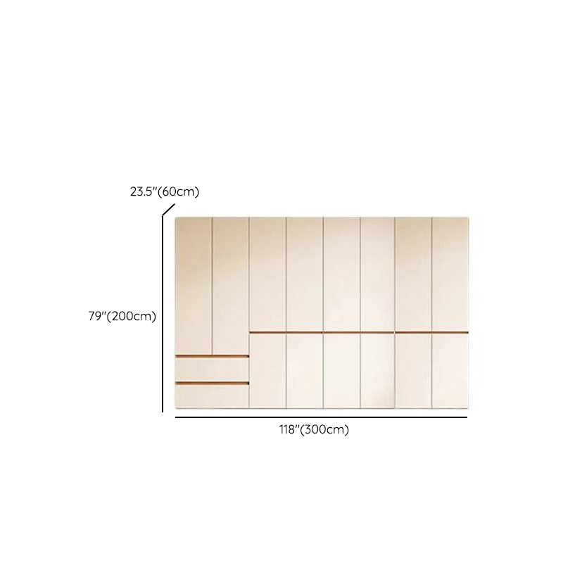 White Minimalist Manufactured Wood Wardrobe Closet with 2 Drawers, Soft Close Door, Interior Shelves, and Clothing Rod - image 25