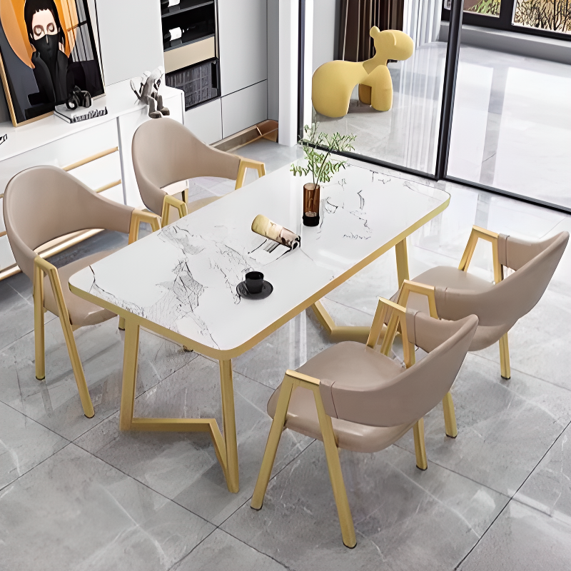 Luxurious Dining Table Set with Recycled Wood Top and Sleighing Base - image 5