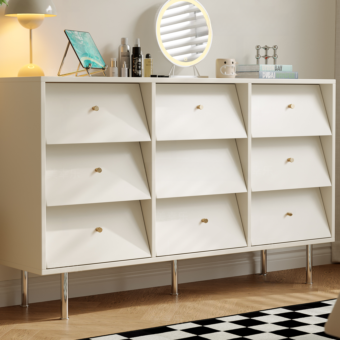 Chalk Casual Raw Wood Semainier for Sleeping Quarters with 9 Drawers/6 Drawers Horizontal/Vertical