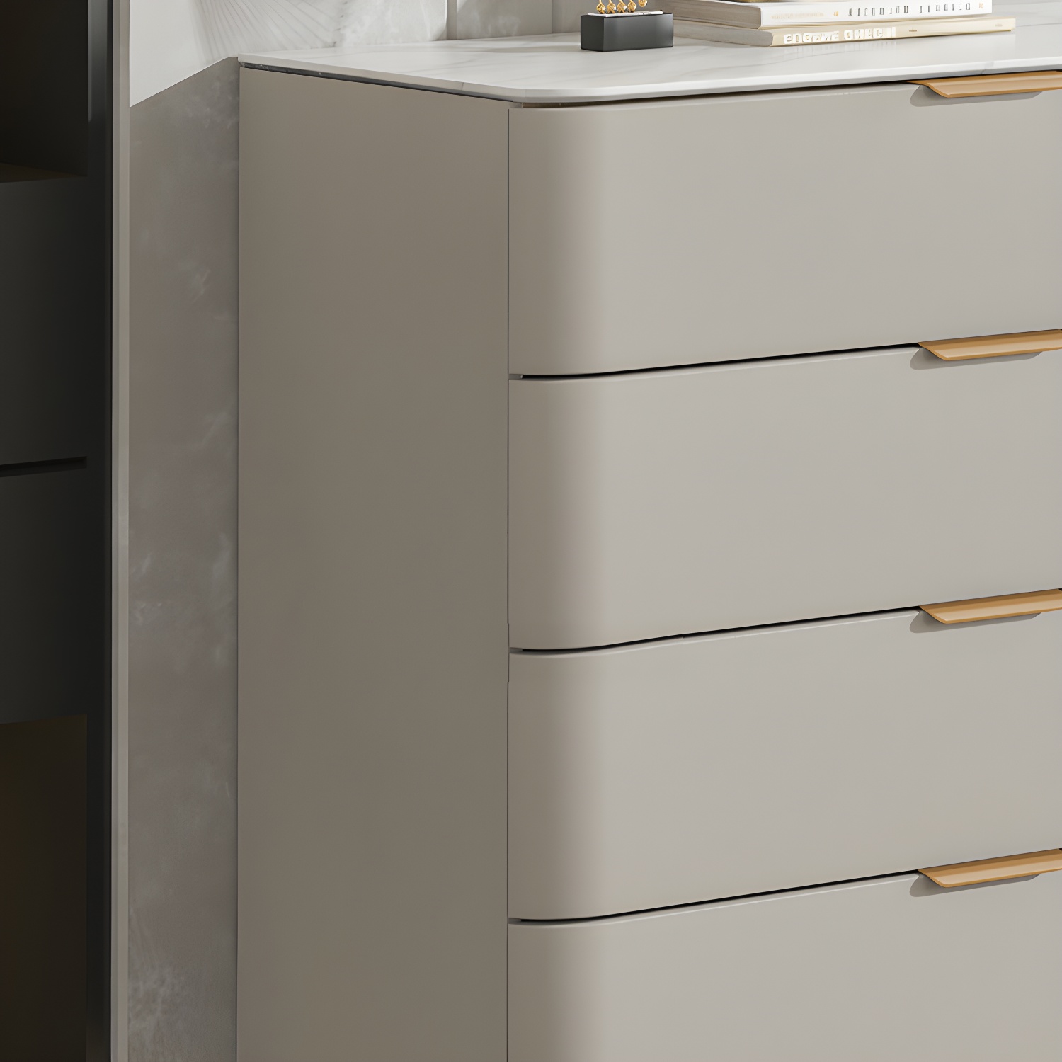 Modern Faux Leather Double Dresser with Solid Wood and Gold Accent Handles - image 11