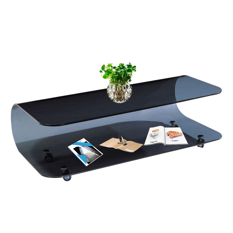 Transparent Wheel coffee table with Roller Wheels, Locker, 1 Shelf/2-Tier and Square/Square for Indoor Use - image 7