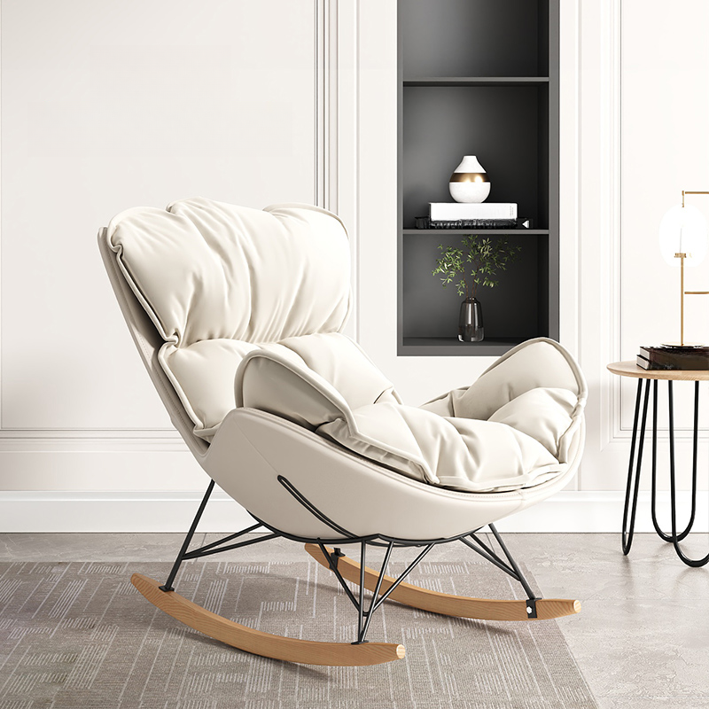 Metal Frame Damp-proof Cushioned Rocking Chair with Flared Arm in a Western Style
