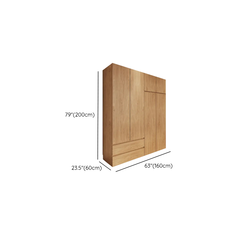Wood Grain Minimalist Manufactured Wood Wardrobe Closet with 2 Drawers, Soft Close Door, Interior Shelves, and Clothing Rod - image 8