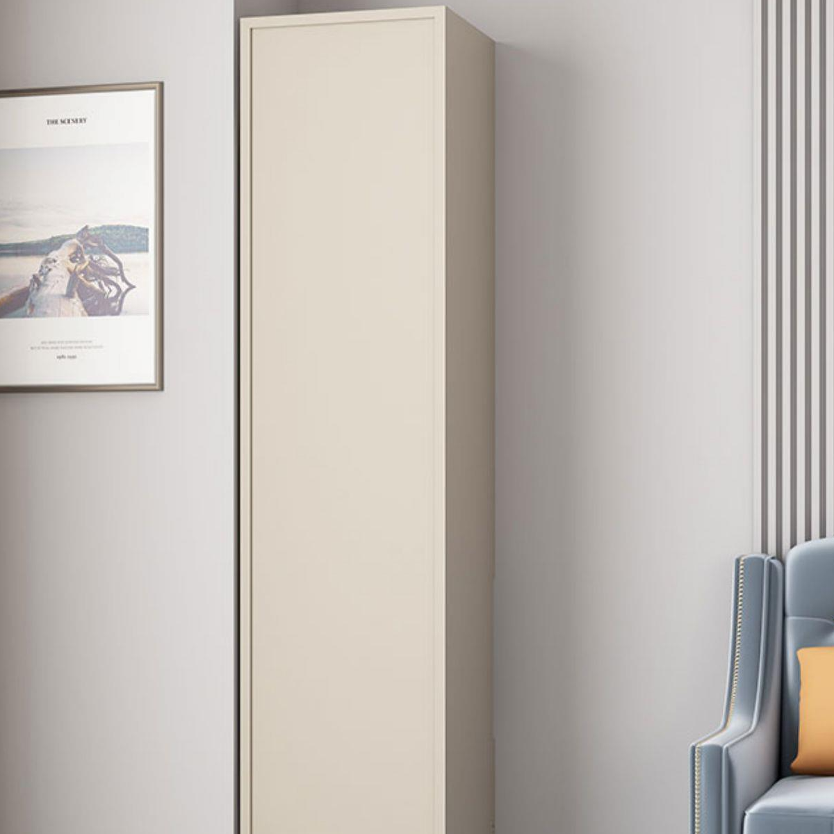 Rectangle Utility Cabinet with Locker, Glass Door, Pull Bars, White/Espresso/Off White Top, Soft Close Drawer, and Light - image 12