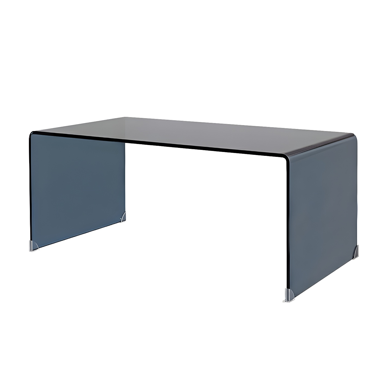 Modern Glass Coffee Table with Transparent Rectangular Top & Sleek Sled Base