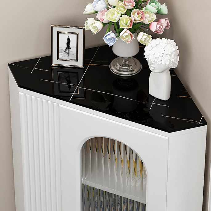 Elegant Corner Modern Accent Cabinet with Glass Doors and Metal Base - image 9