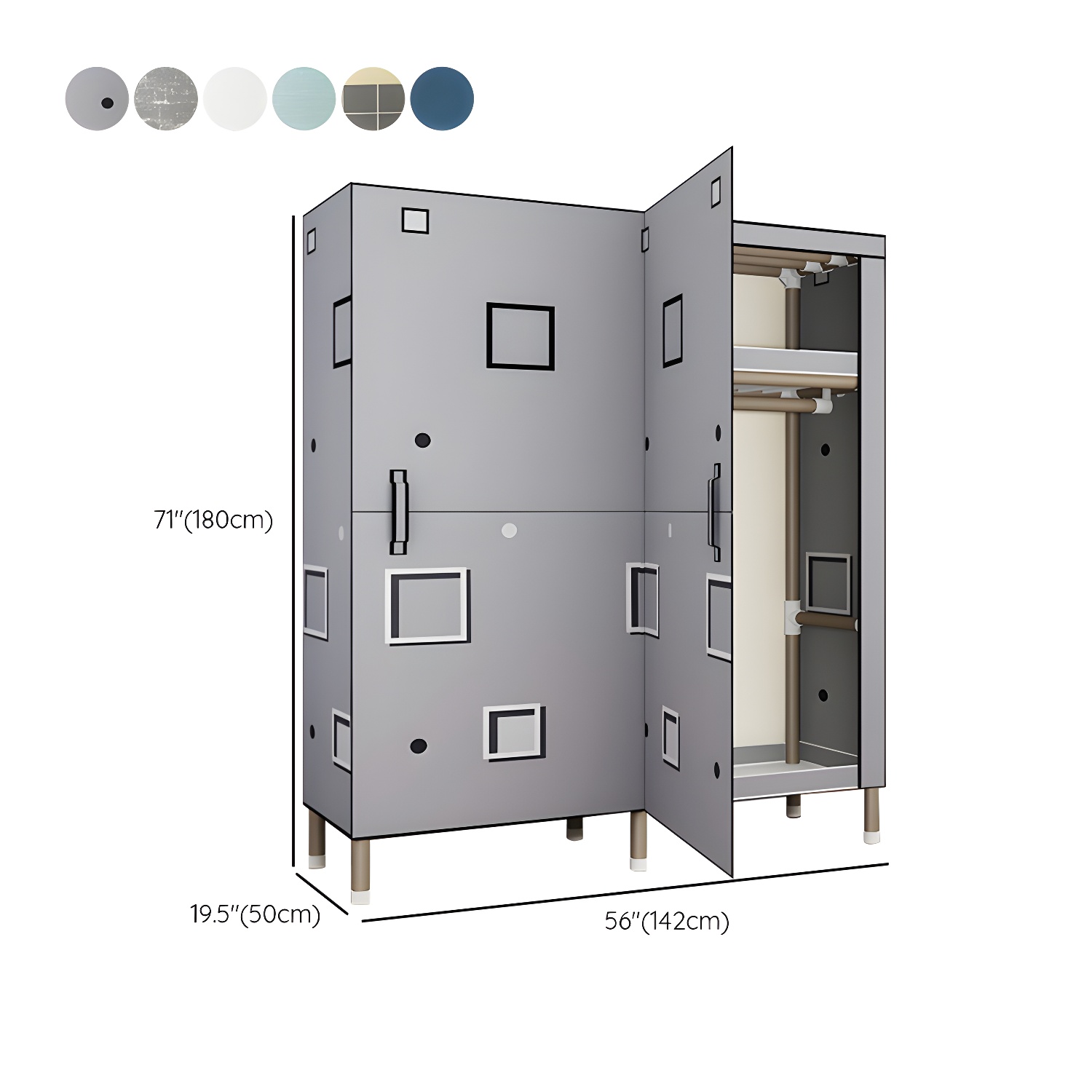 Foldable Freestanding Wardrobe Metal Frame Multifunctional Wardrobe for Bedroom - image 13