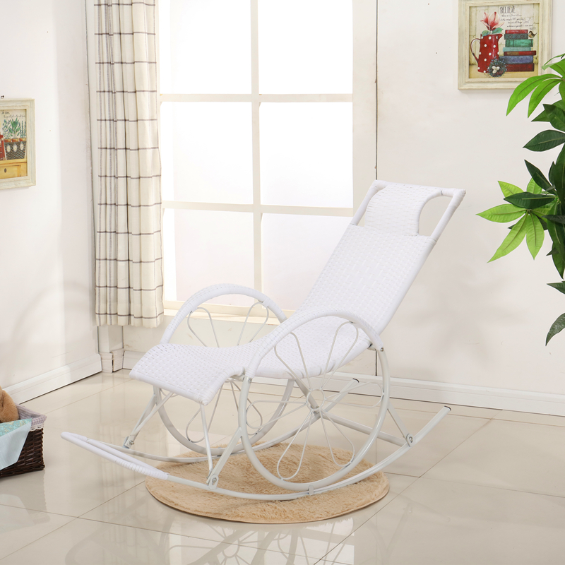 Ergonomic Wicker Front Porch Rocking Chairs with Rear Back, Stationary - image 21