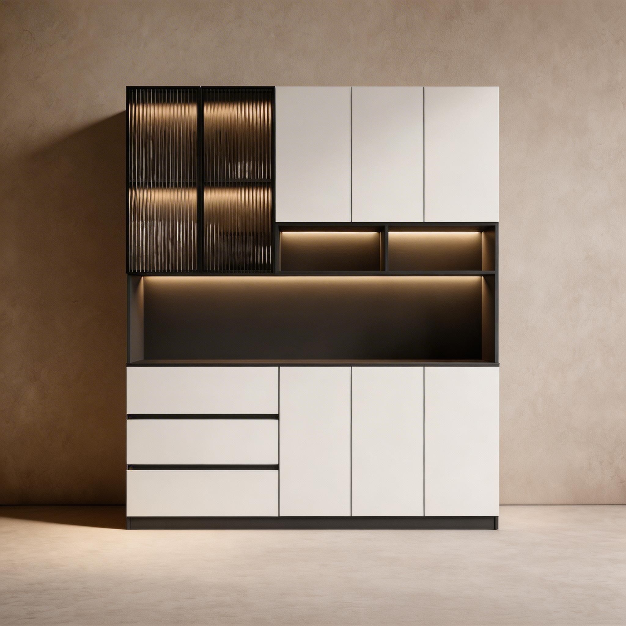 Trendy Sideboard with 3 Drawers, Cupboard, Wide/Standard/Narrow Sizes, 2/1 Shelves, Cabinets, and Glass-panel Door - image 20
