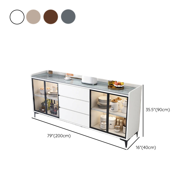 Standard/Narrow/Wide Oven Cabinet with 3 Drawers, Cupboard, Cabinets Storage, Sintered Stone Countertop, Glass-panel Door, and Flexible Shelf - image 25