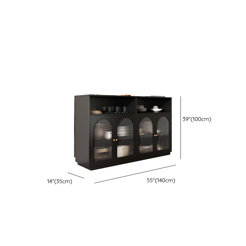 Standard/Narrow Midnight Black Lumber Cupboard 2 Shelves Pantry Hutch Glass-panel Door Sideboard - image 15