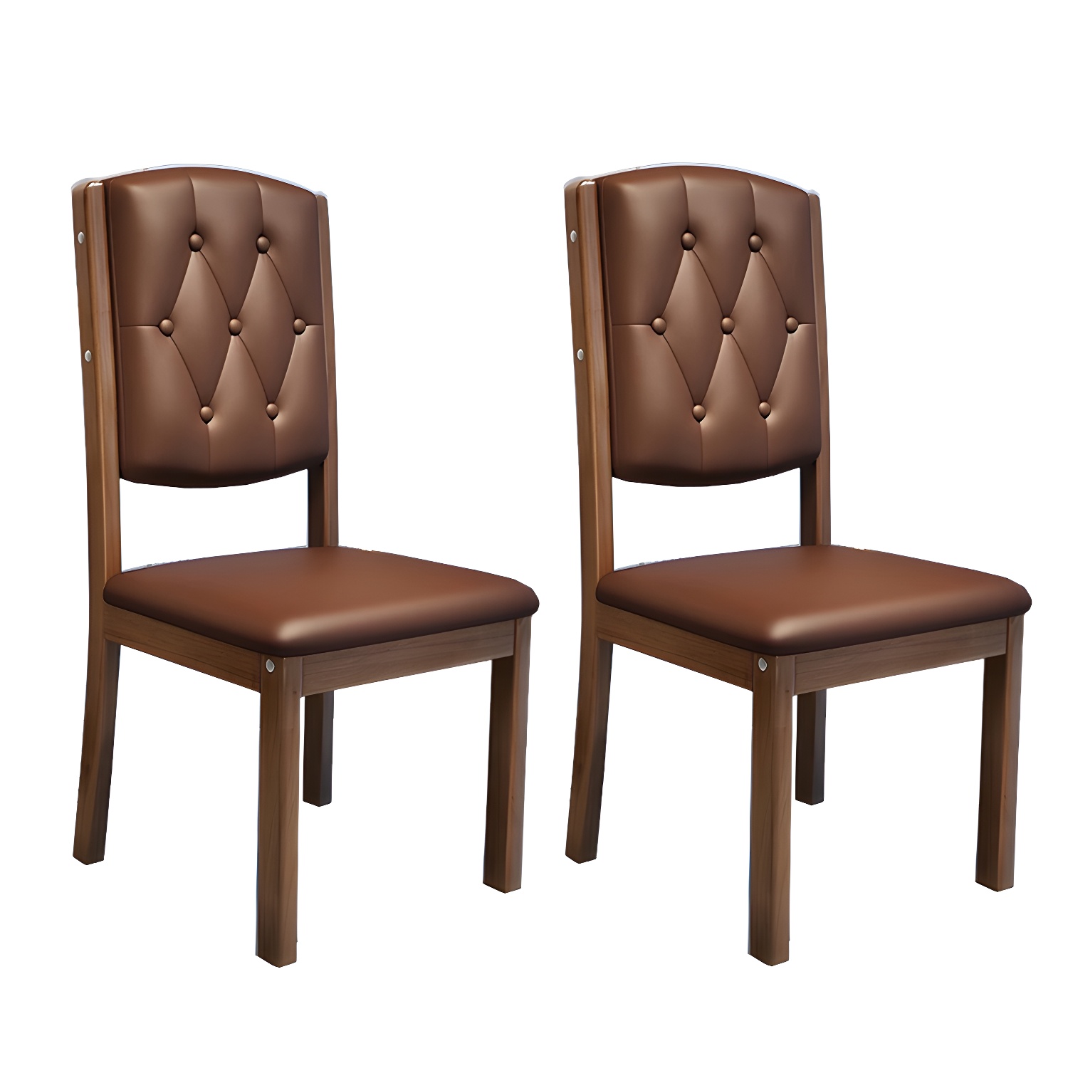 Matte Finish Leather Side Chair with Solid Wood Base for Home - image 6