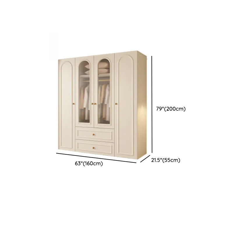 Chalk Modish Natural Wood Wardrobe Closet with Soft Close Drawer, Soft Close Door, Interior Shelves, and Clothing Rod - image 9