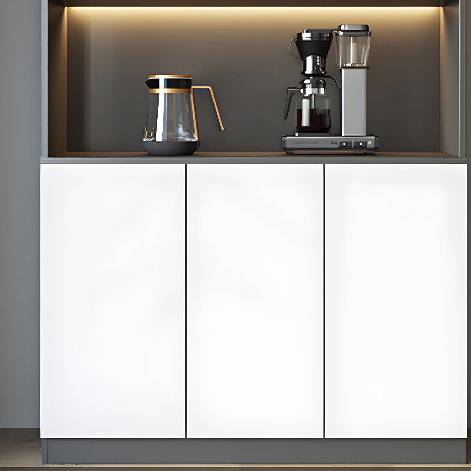 Modern Glass Adjustable Shelving Doors Wood Sideboard Cabinet with Cabinets and Drawers - image 6
