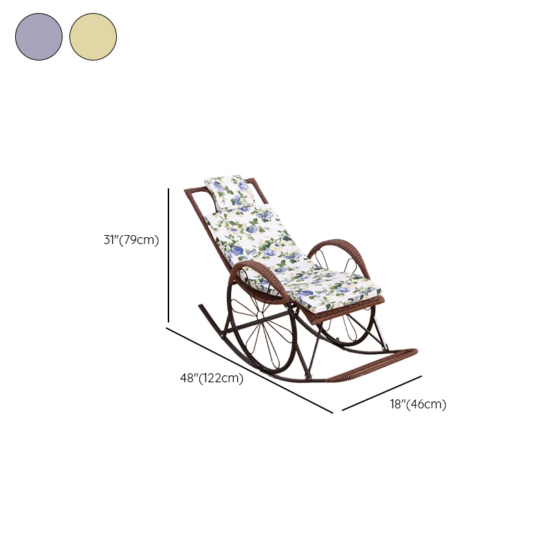 Old School Pecan/Light Green/Sand Cane Rocking Chair with Rear and Wagon Wheel Shaped Arms - image 14
