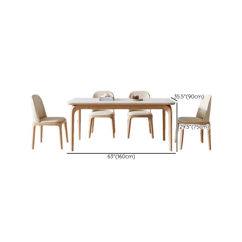 Dining Table Set with Slate Stone Fixed Table, Padded Chair Back for 6 People in White - image 15