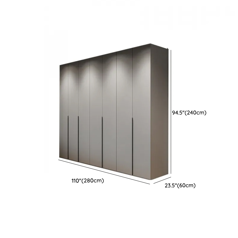 Dove Grey Minimalist Manufactured Wood Wardrobe Closet with Compartments, Soft Close Door, Interior Shelves, and Clothing Rod - image 25