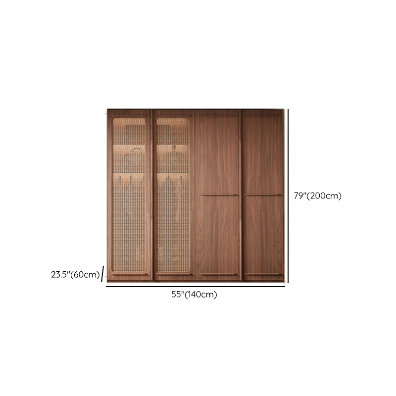 Simplistic Wood Color Timber Wardrobe Closet with Soft Close Door, Interior Shelves, and Hanging Rod - image 9