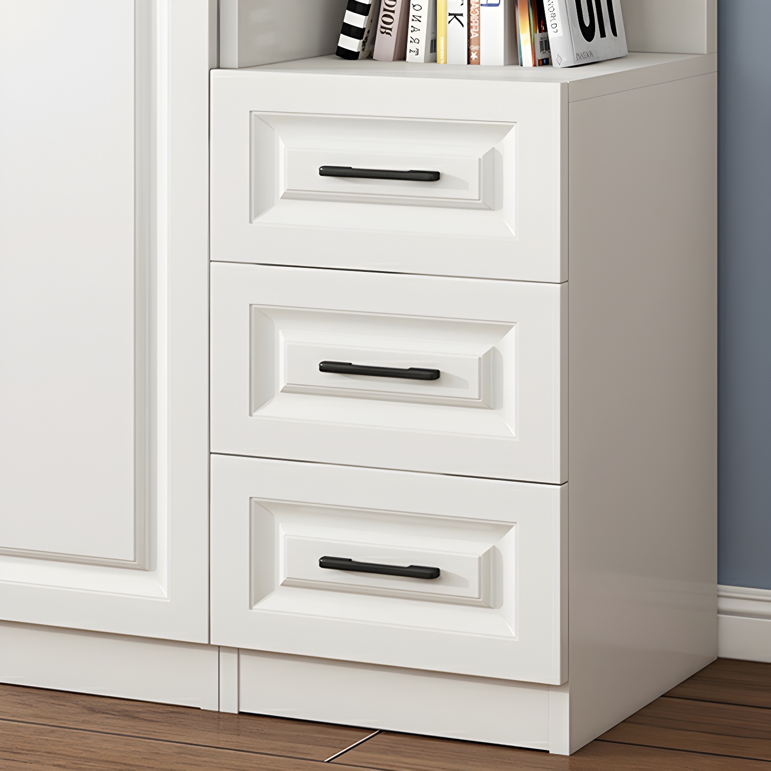 Modern White Wood Wardrobe Armoire with Shelves & Clothing Rod - Spacious and Stylish - image 10