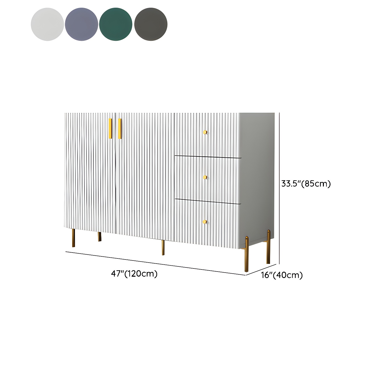 Living Room Glam Faux Wood Sideboard with Shelves and 3 Drawers - image 20