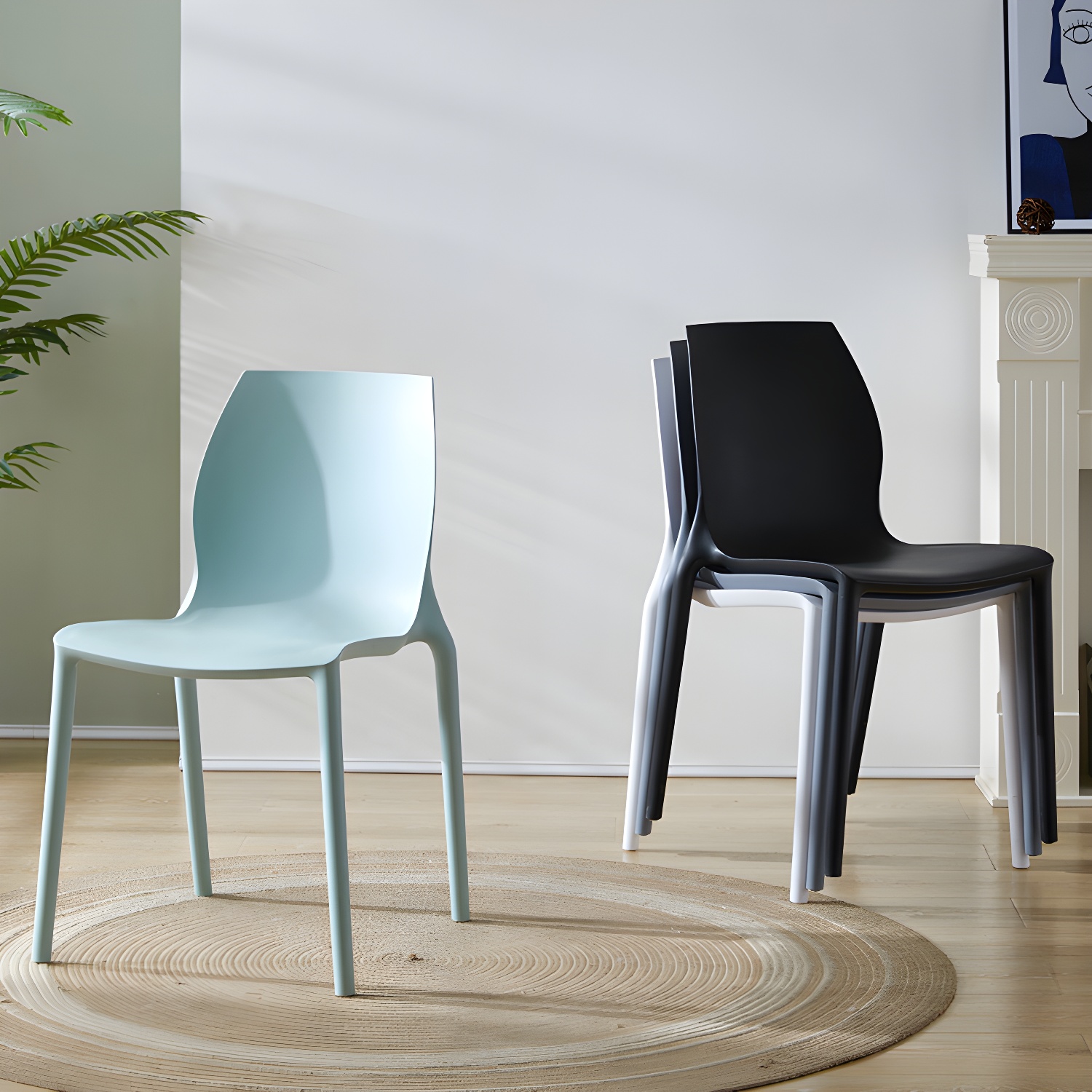 Contemporary Plastic Dining Room Chair Multicolor Stackable Side Chair - image 10