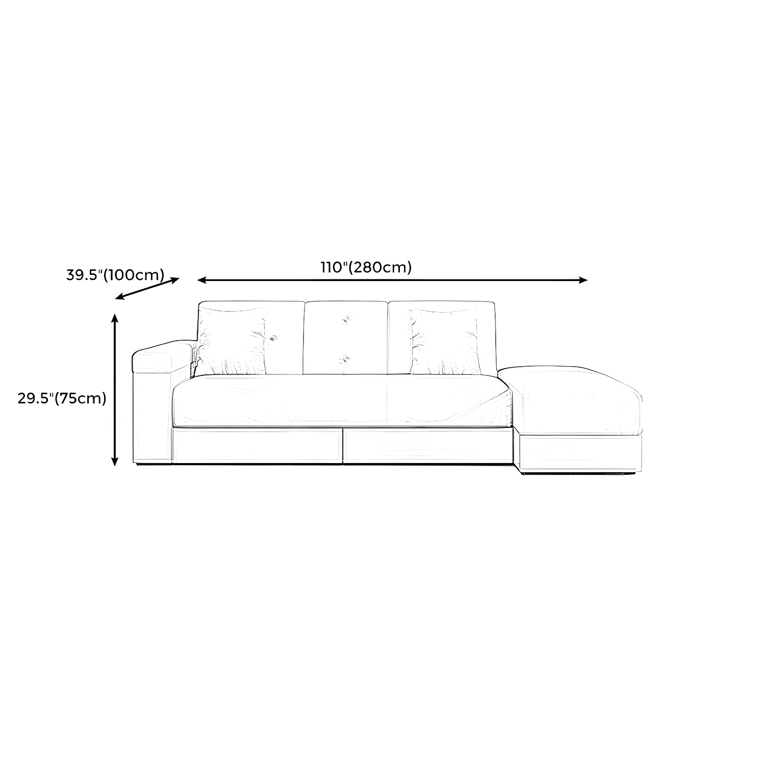 Contemporary Fabric Convertible Sofa Bed 29.53"High Pillow Top Arm Sofa Bed with Storage - image 11