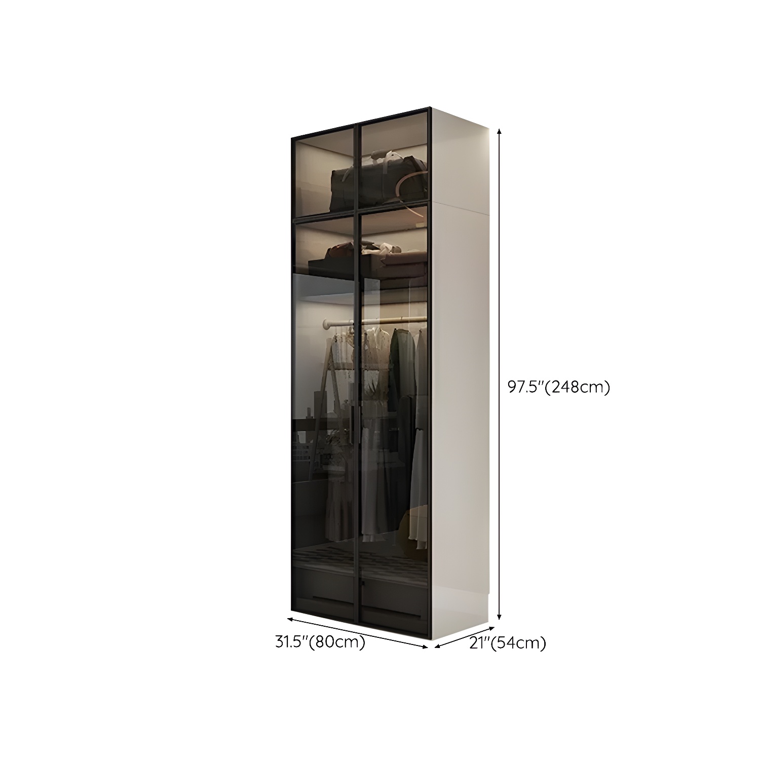 Sleek White Wood Wardrobe Armoire with Soft Close Drawers and Shelves - image 18