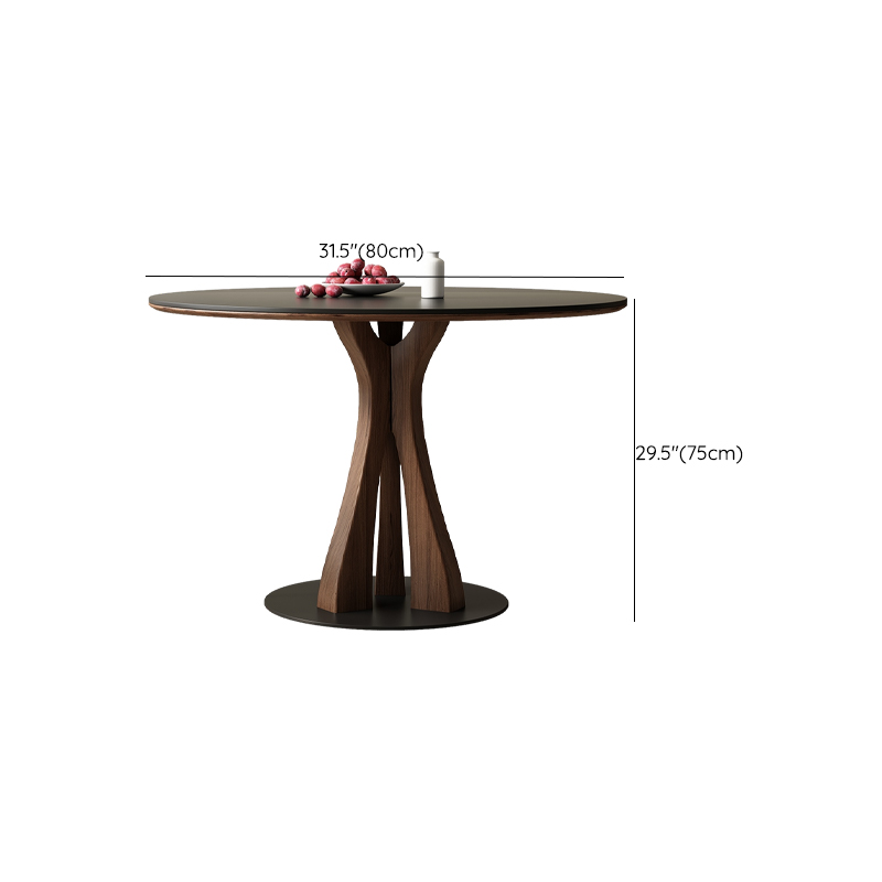Round Modern Stone Top Dining Table with Solid Wood Pedestal Base - image 15