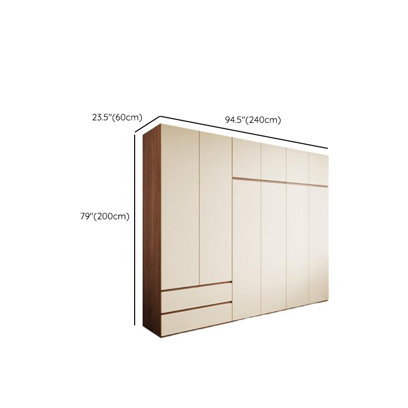 White Minimalist Manufactured Wood Wardrobe Closet with Soft Close Drawer, Soft Close Door, Interior Shelves, and Clothing Rod - image 13