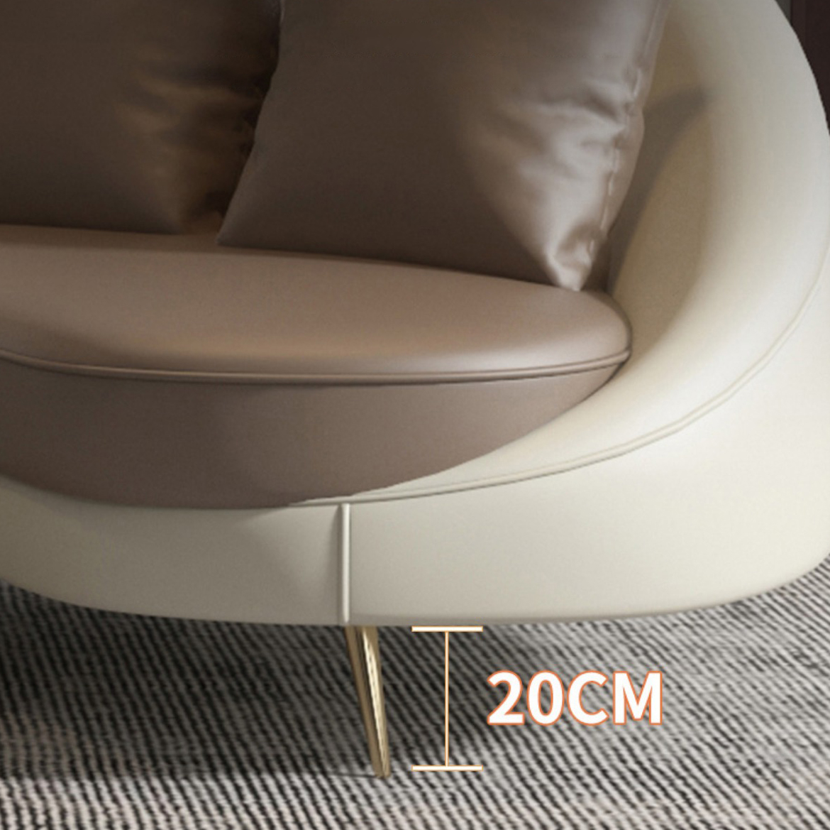 Faux Leather Curved Sofa Contemporary Sloped Arm Sofa for Living Room - image 24