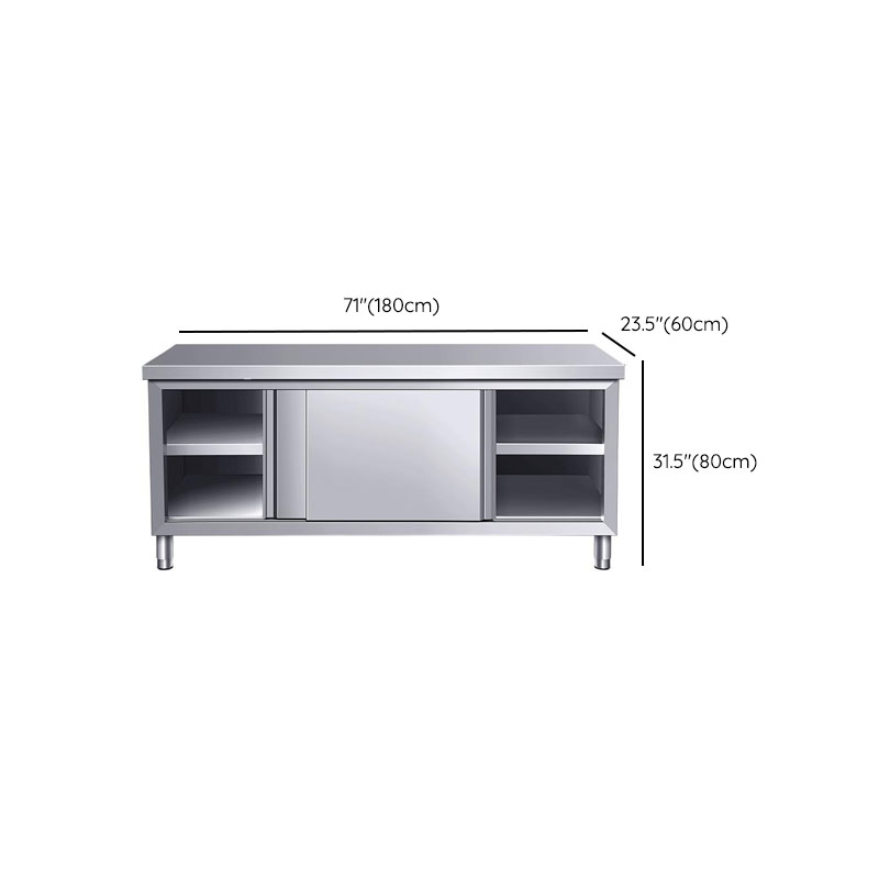 Silver Scullery Sink Cabinet with Reflecting Stainless Alloy Countertop, Self-supporting and Culinary Equipment Storage - image 15