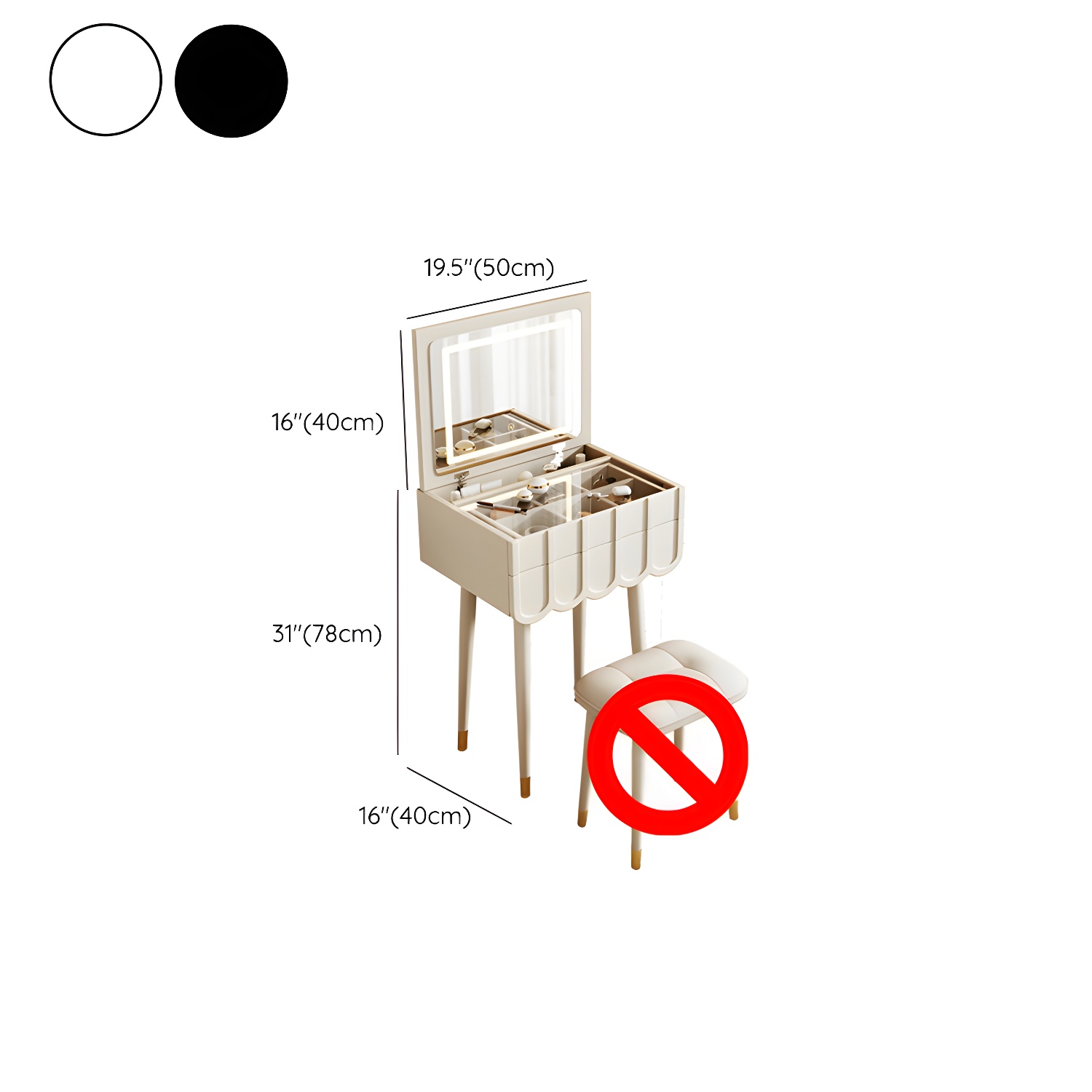 Elegant Vanity Set with Oak Top & Mirror & 2 Drawers & Comfortable Seat - image 15