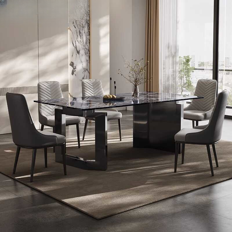 Dining Table Set with Marble Slab Top for 6 People/4 People in Multicolor