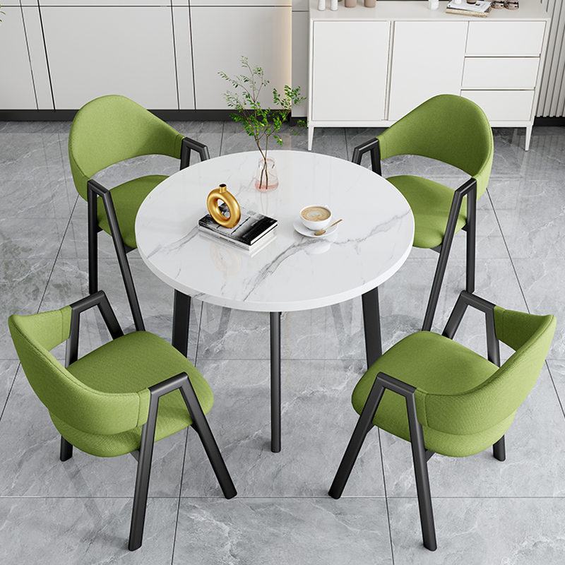 Dining Table Set with Rounded Shape and Padded Chair Back, Featuring Armrest and White Separable Table Top - image 8