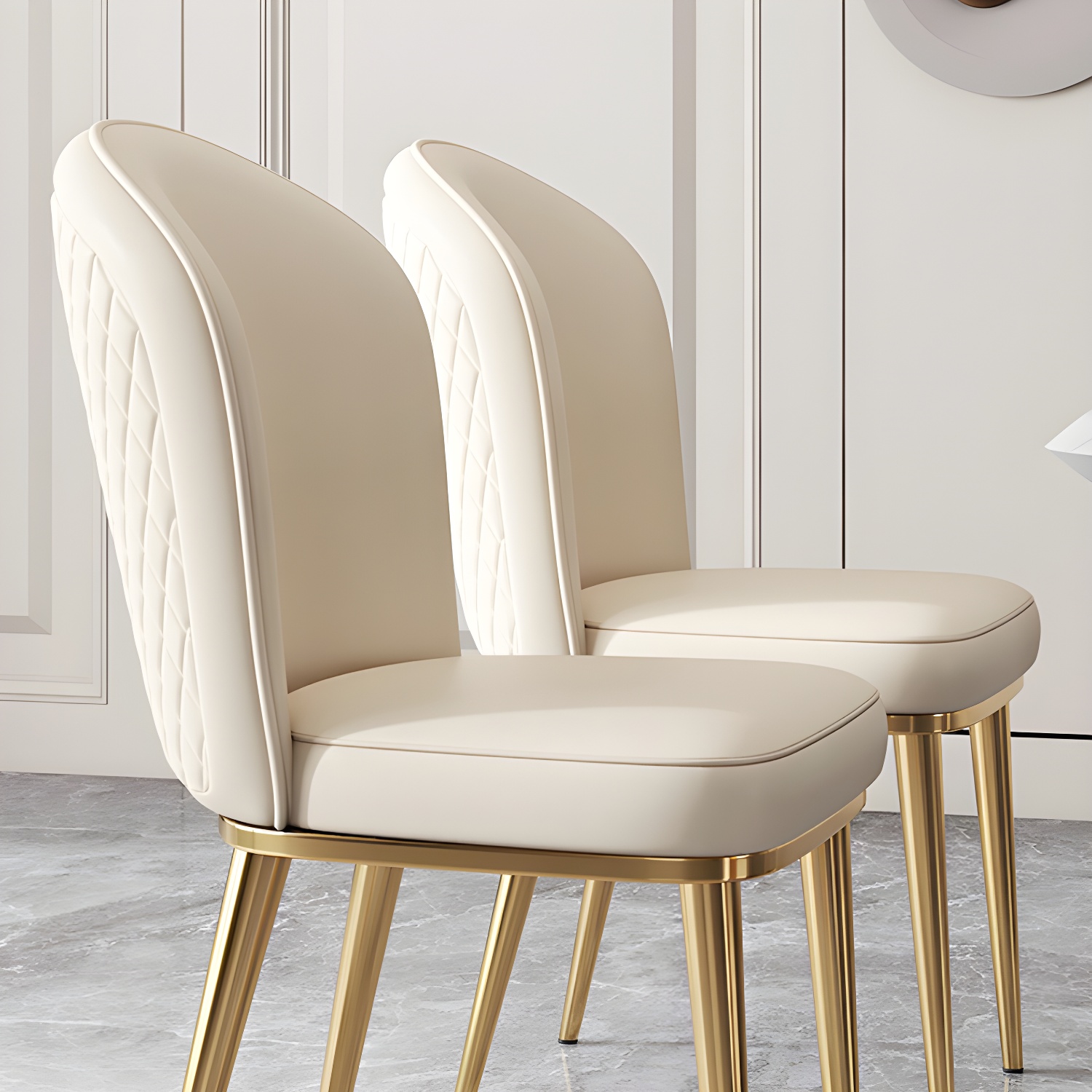 Glam Style Side Chair Leather Gold Frame Dining Chair for Home - image 21