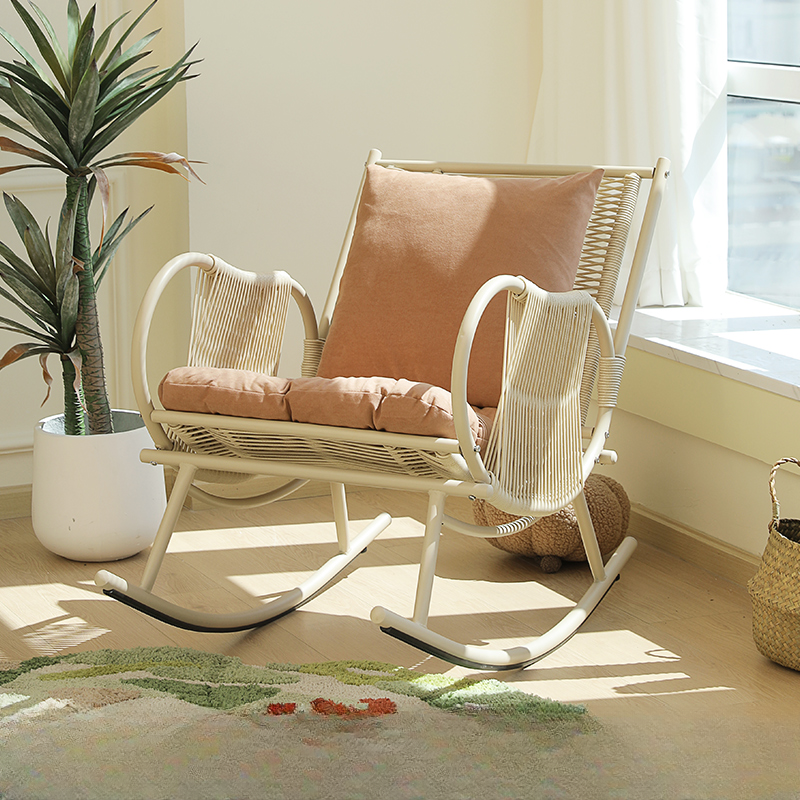 Art Deco Alloy Rocking Chair with Upholstered Track Arm - image 5