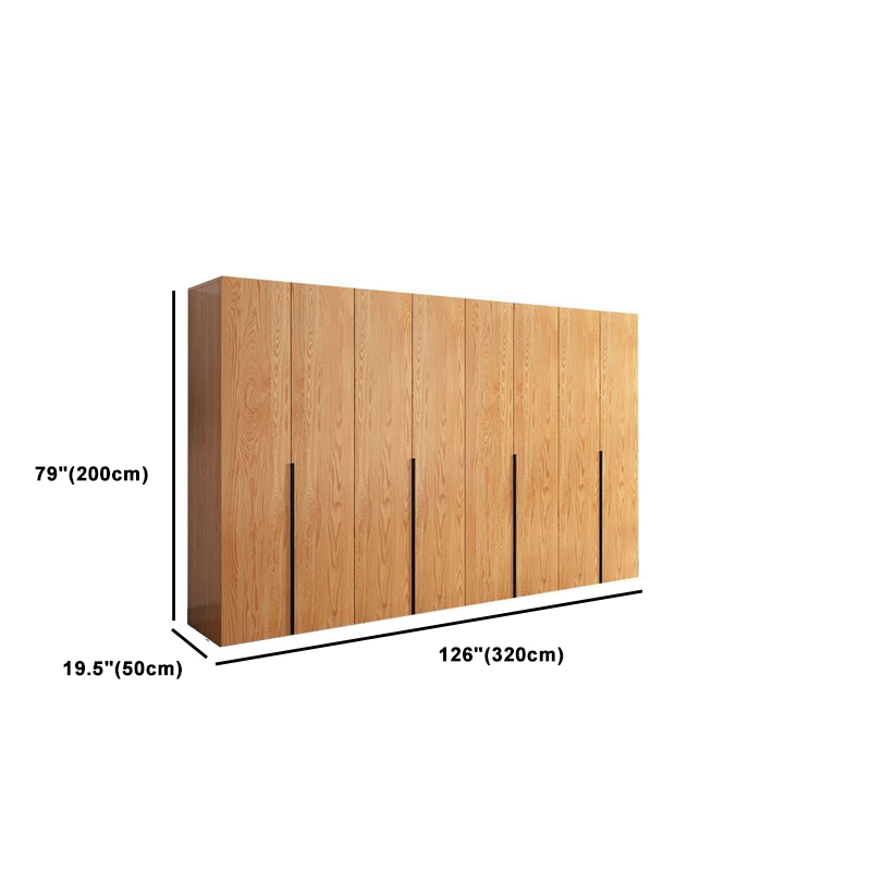 Natural Wood Freestanding Wardrobe Closet with Natural Doors - image 25