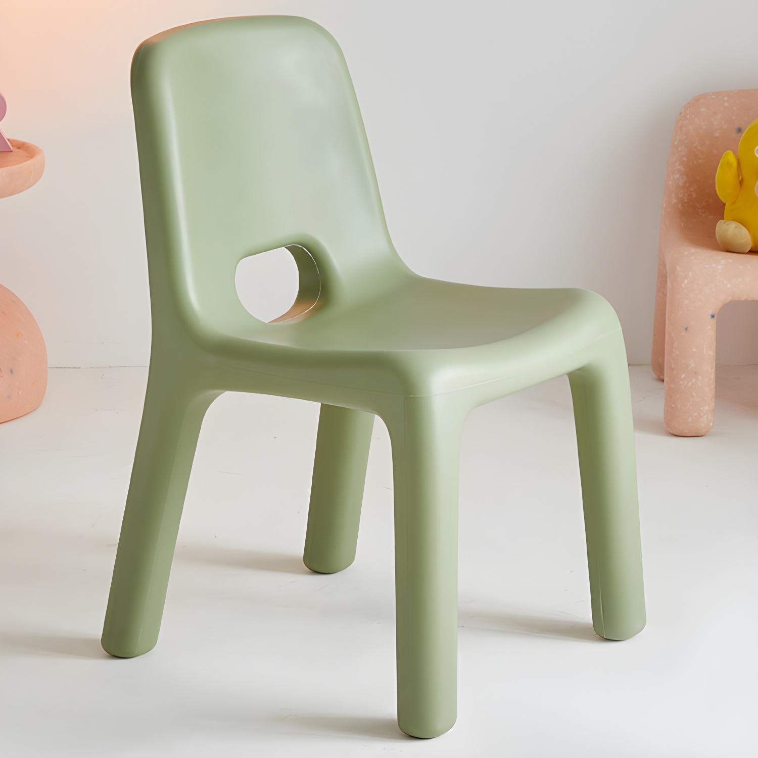 Scandinavian Style Non-Upholstered Low Back Plastic Side Chair for Kitchen & Dining - image 5