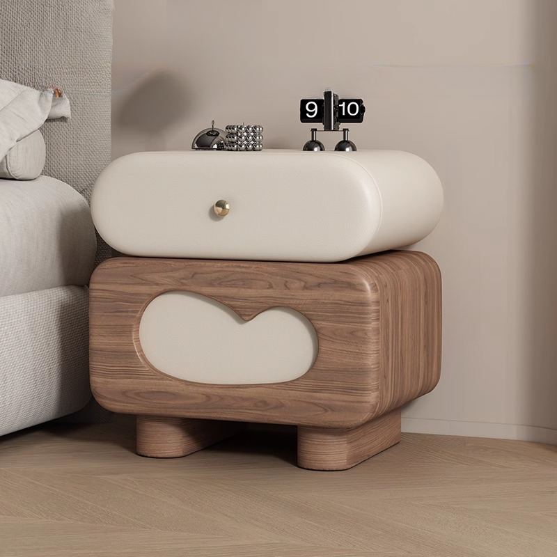 Organic Modern 2 Tiers Swivel Nightstand With Drawer Organization in Natural Wood - image 3