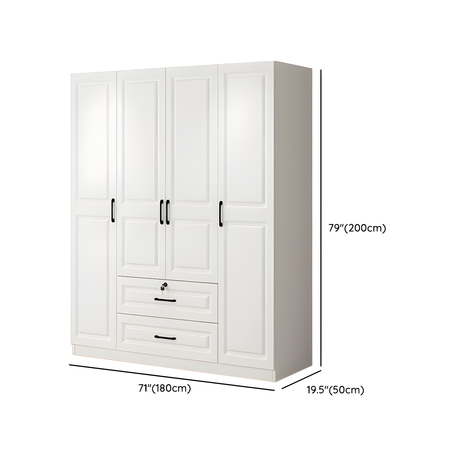 Wood White Modern Wardrobe Armoire with Drawers, Shelves, and Clothing Rod - image 17