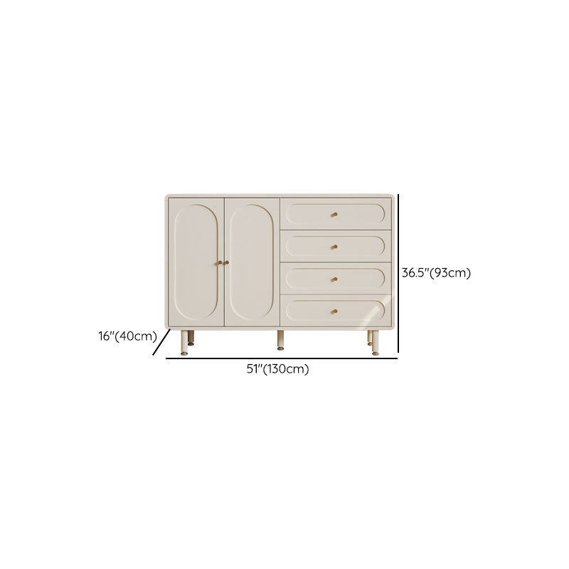Chalk Modish Composite Wood Console Dresser with 5 Drawers and Hutch, 3 Interior Shelves, Horizontal - image 15