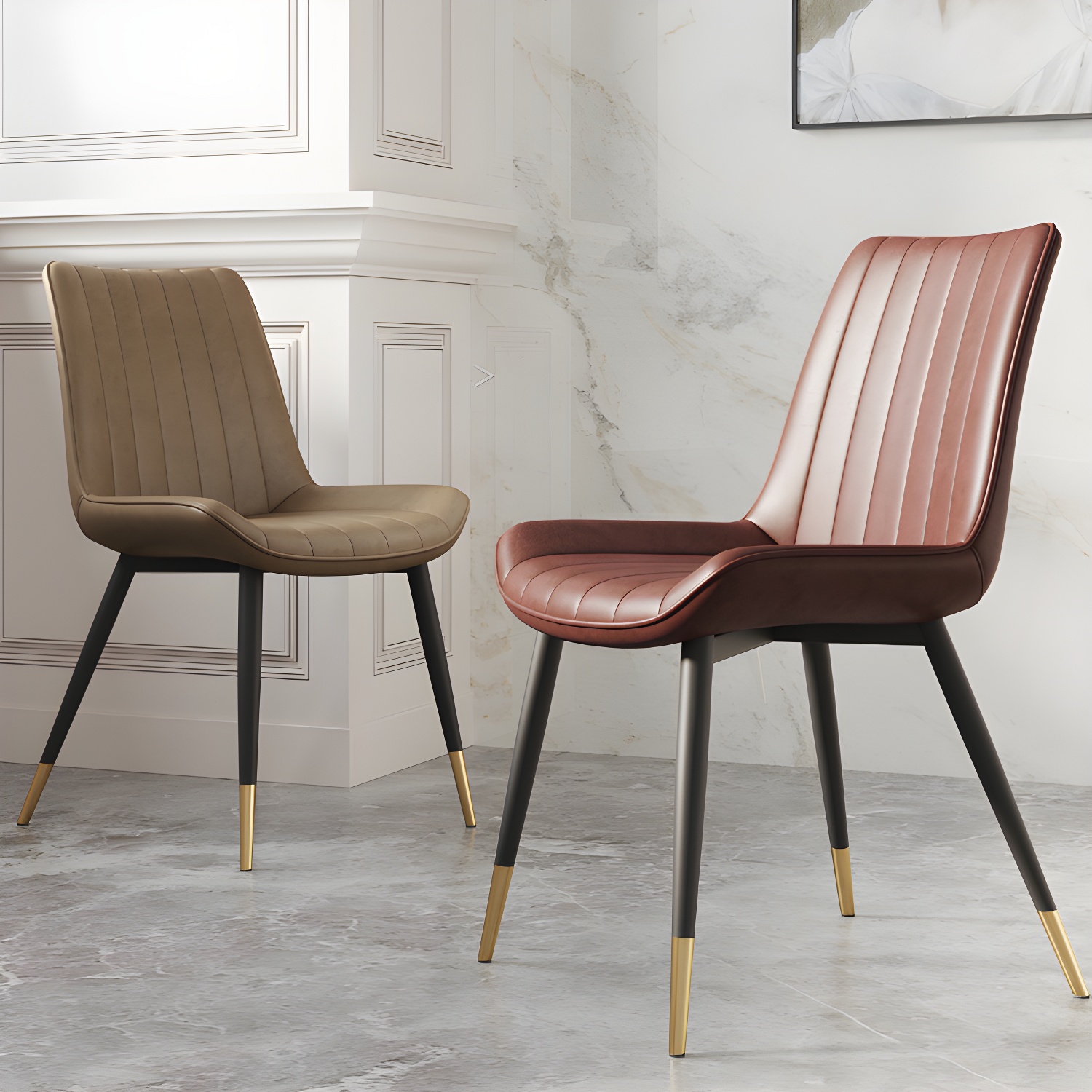 Scandinavian Study Room Leather Side Chair Matte Finish Parsons Dining Chairs - image 7