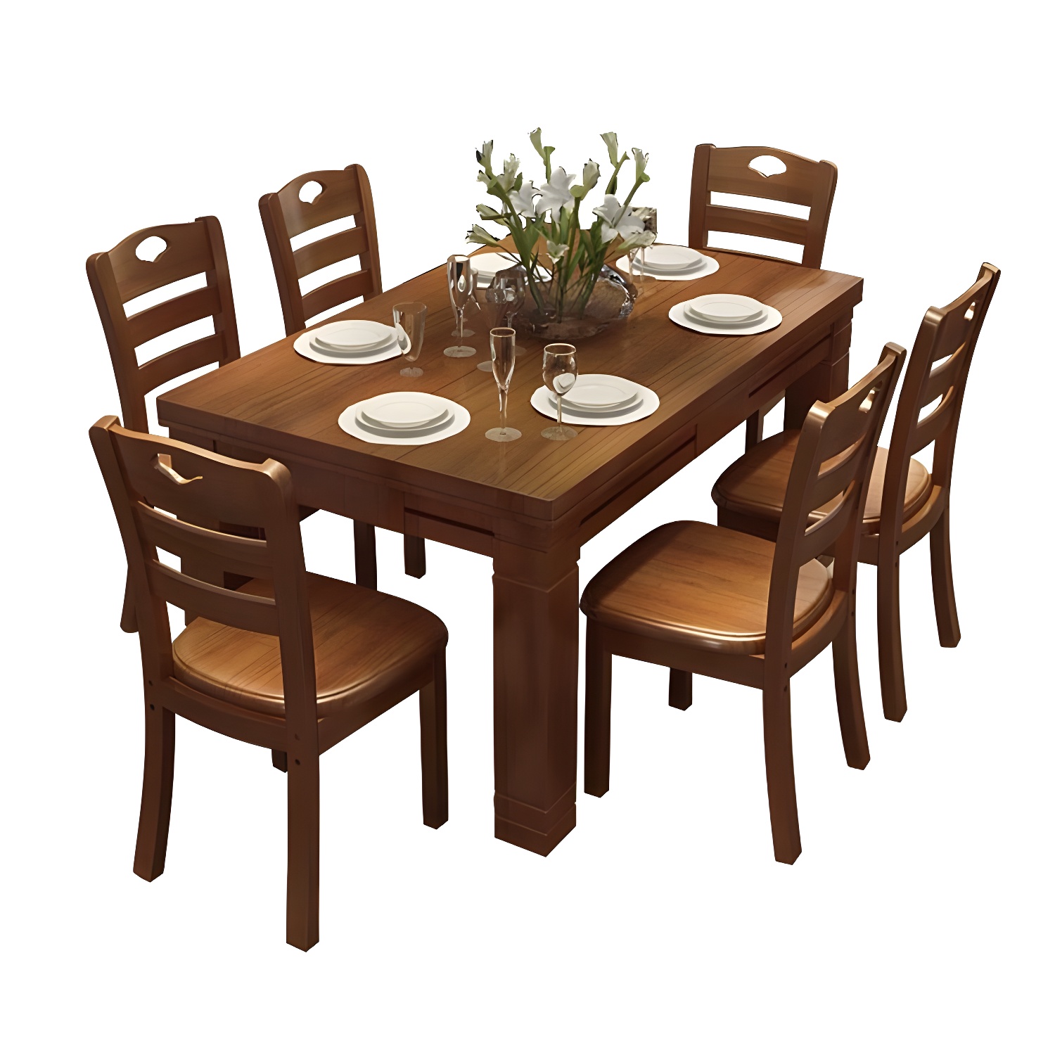 7-Piece Modern Wood Dining Set with Solid Wood Features and Seating for 6 - image 9