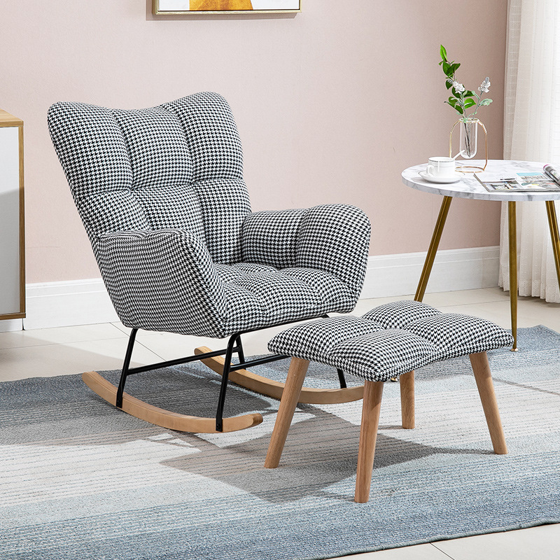 Modish Upholstered Cushioned Rocking Accent Chair 2 Piece Set with Footstool & Recessed Arm, Scratch-tolerant - image 21