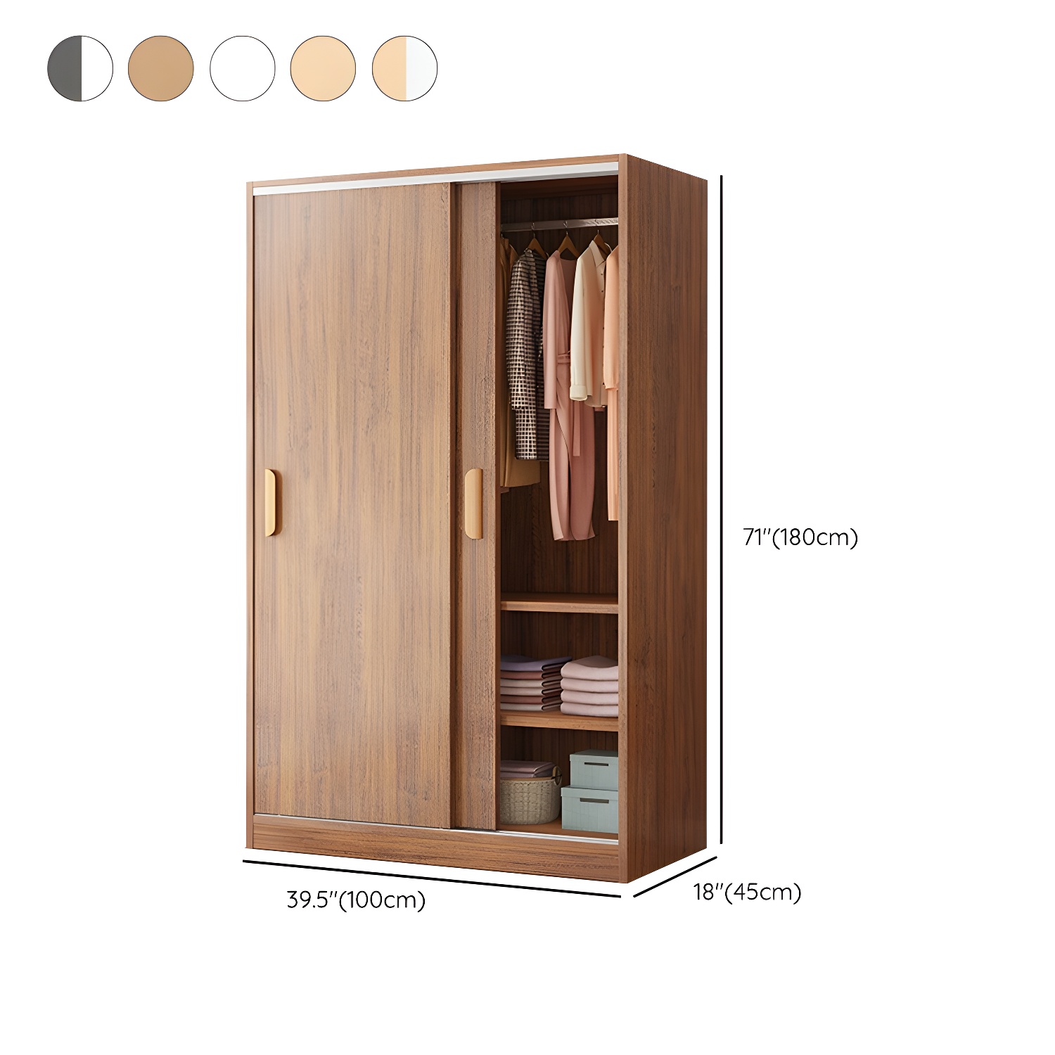 Modern Wood Wardrobe Armoire with Sliding Doors and Shelves Included - image 17