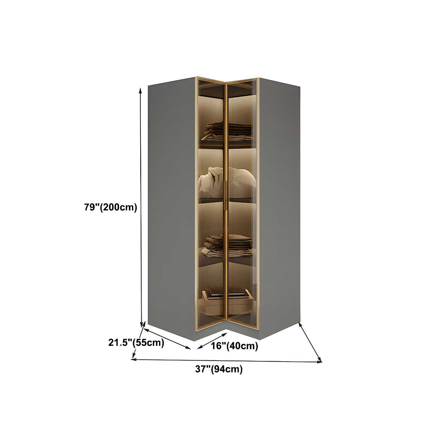 Glass and Wood Wardrobe Armoire Contemporary Wardrobe Closet - image 21
