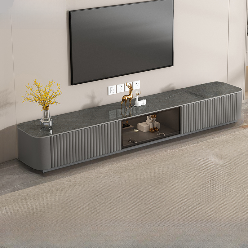 Trendy Vitreous Countertop TV Stand with Closet and 2 Drawers for Sitting Room - image 7