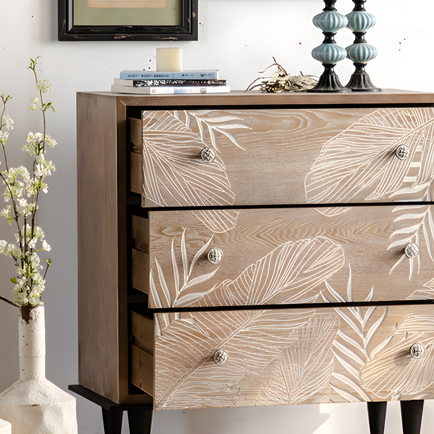 Modern Standard Storage Cabinet Solid Wood Cabinet with Drawer - image 8