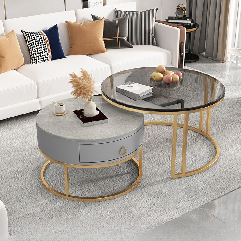 Nested Coffee Table with Rounded Top and Structured Base for Foyer Use - image 3